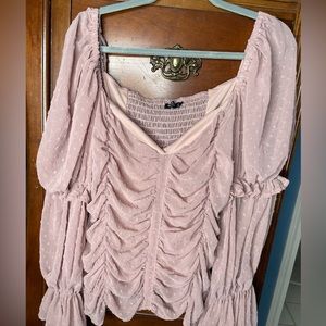 Cinched arm and waist pink going out top